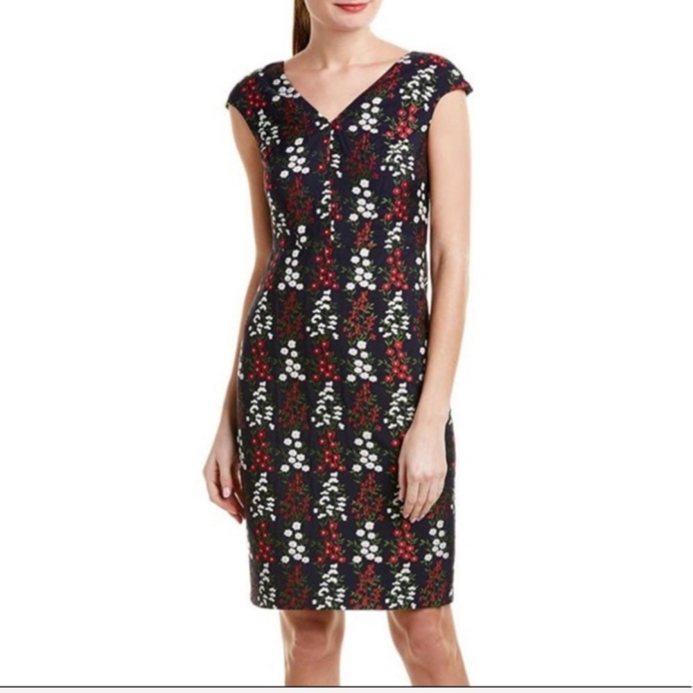 Brooks Brothers Cranberry Floral Shift Career Work Dress 4